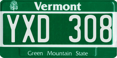 VT license plate YXD308