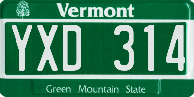 VT license plate YXD314