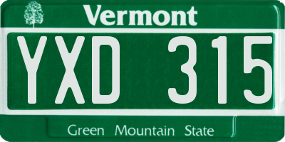 VT license plate YXD315