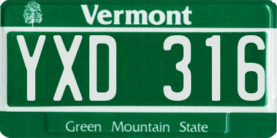 VT license plate YXD316