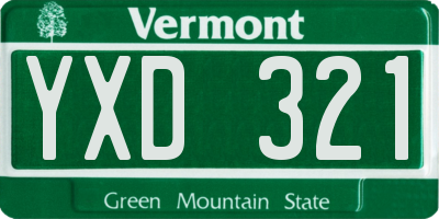 VT license plate YXD321