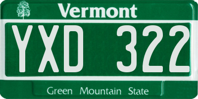 VT license plate YXD322