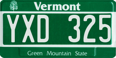VT license plate YXD325