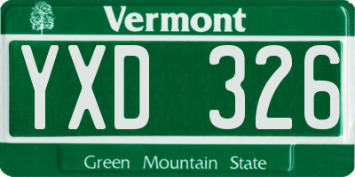 VT license plate YXD326