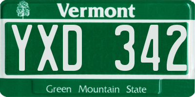 VT license plate YXD342