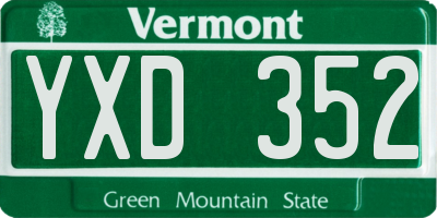 VT license plate YXD352