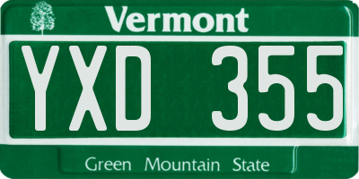 VT license plate YXD355