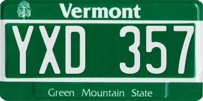 VT license plate YXD357