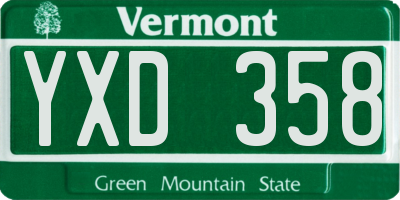 VT license plate YXD358
