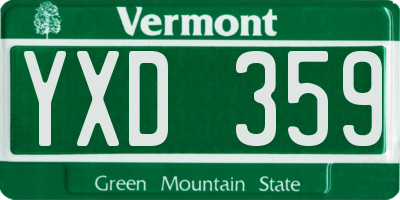 VT license plate YXD359