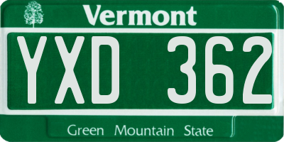 VT license plate YXD362