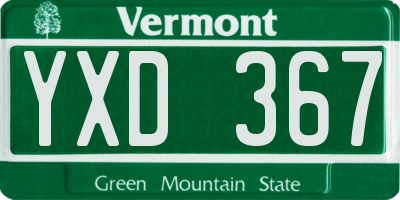VT license plate YXD367