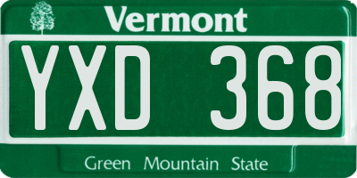 VT license plate YXD368