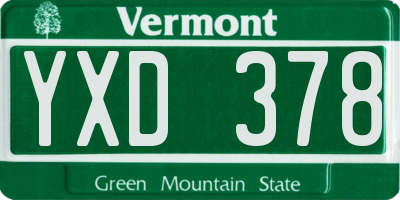 VT license plate YXD378