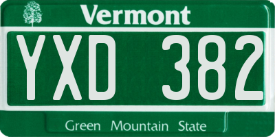VT license plate YXD382