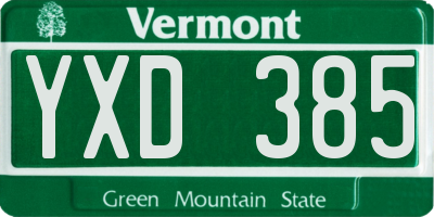 VT license plate YXD385
