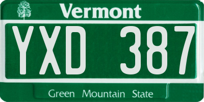 VT license plate YXD387