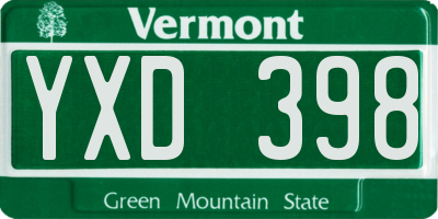 VT license plate YXD398