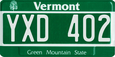 VT license plate YXD402