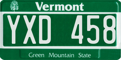 VT license plate YXD458