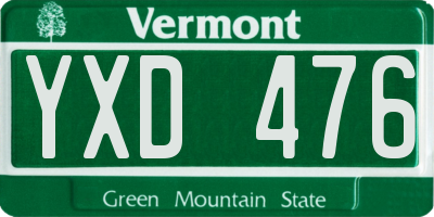 VT license plate YXD476