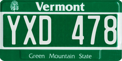 VT license plate YXD478