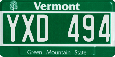 VT license plate YXD494