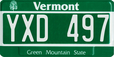 VT license plate YXD497