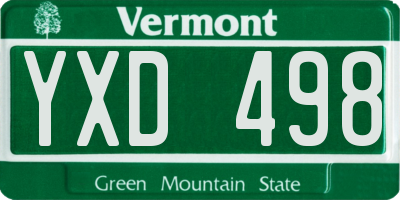 VT license plate YXD498