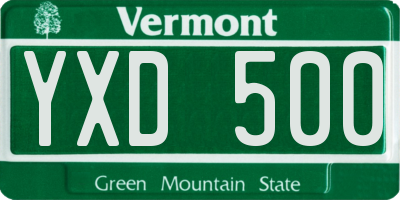 VT license plate YXD500