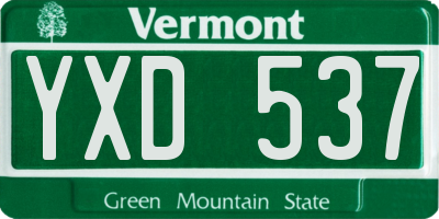 VT license plate YXD537