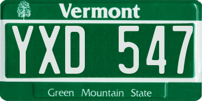 VT license plate YXD547