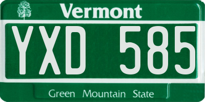 VT license plate YXD585