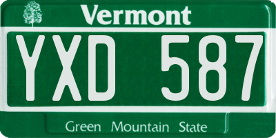 VT license plate YXD587