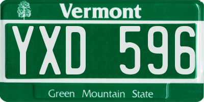 VT license plate YXD596