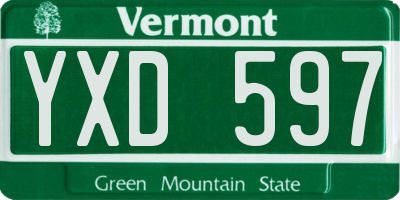 VT license plate YXD597