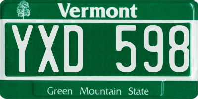 VT license plate YXD598