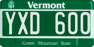 VT license plate YXD600
