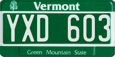VT license plate YXD603
