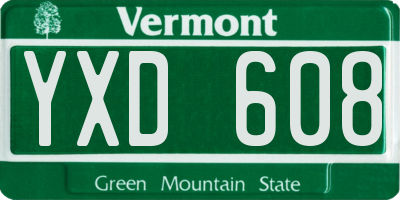 VT license plate YXD608