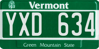 VT license plate YXD634