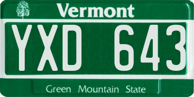 VT license plate YXD643