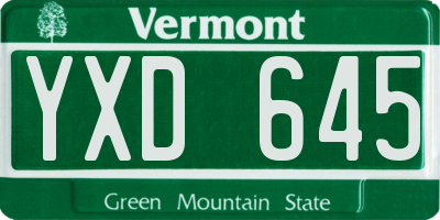 VT license plate YXD645