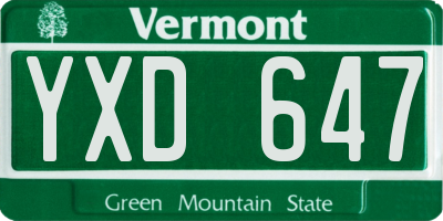 VT license plate YXD647