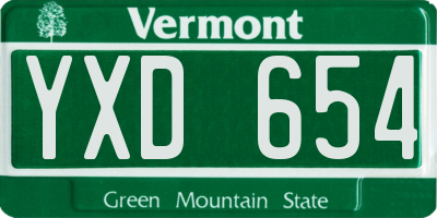 VT license plate YXD654