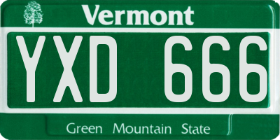 VT license plate YXD666