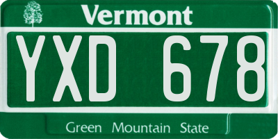 VT license plate YXD678