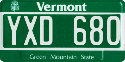 VT license plate YXD680