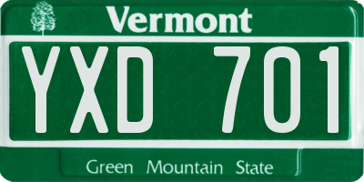 VT license plate YXD701
