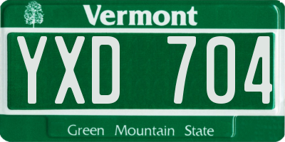 VT license plate YXD704